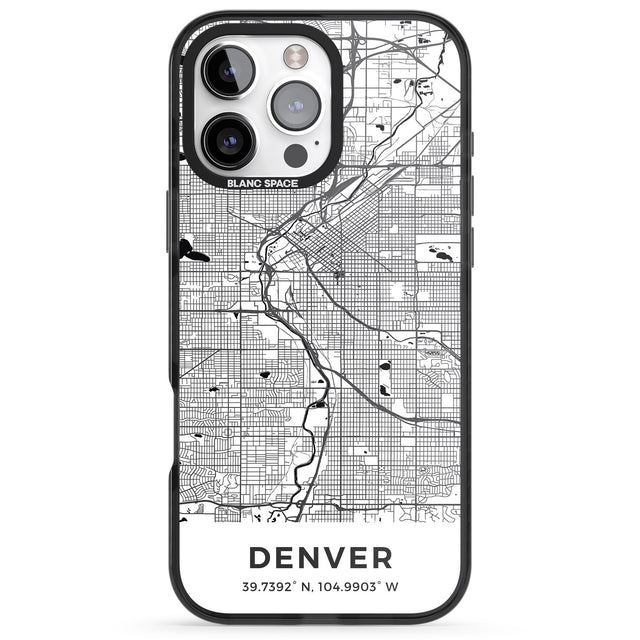 iPhone 16 Pro Max Map of Denver, Colorado Black Impact Phone Case