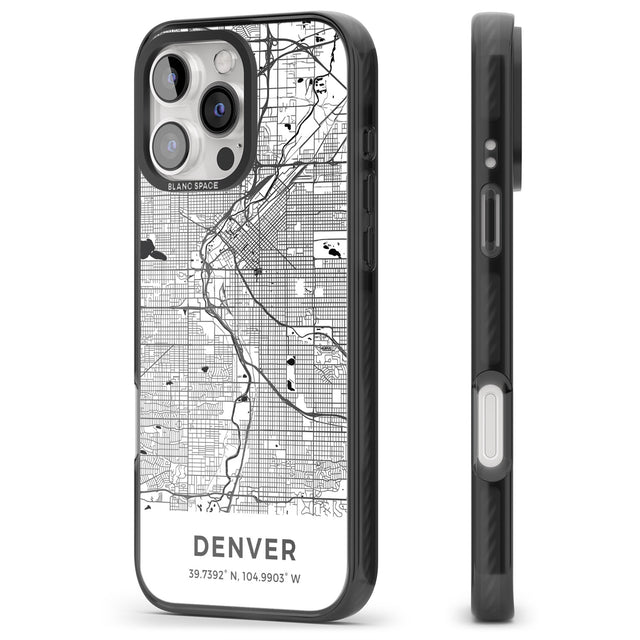 iPhone 16 Pro Max Map of Denver, Colorado Black Impact Phone Case