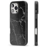 iPhone 16 Pro Max Bold Black Marble with White Texture Black Impact Phone Case