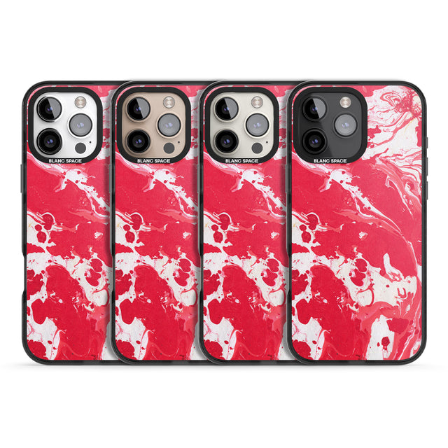 iPhone 16 Pro Max Red & White - Marbled Paper Black Impact Phone Case