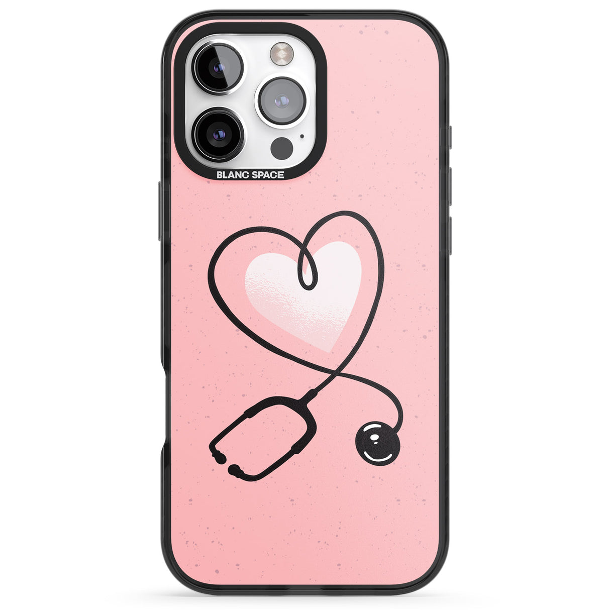 iPhone 16 Pro Max Medical Inspired Design Stethoscope Heart Black Impact Phone Case