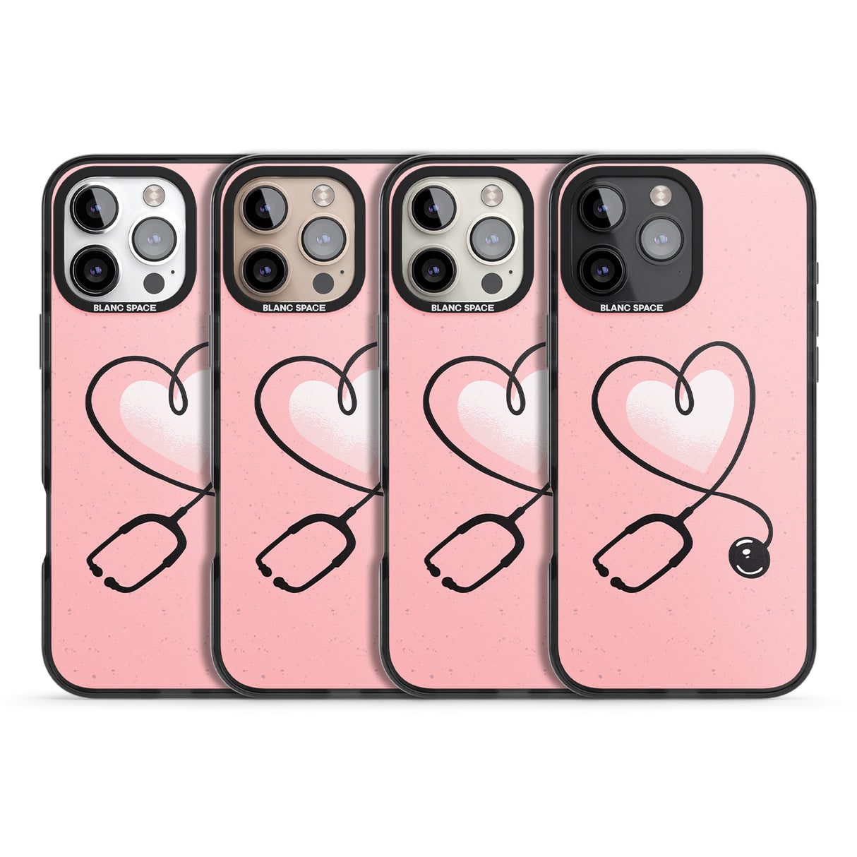 iPhone 16 Pro Max Medical Inspired Design Stethoscope Heart Black Impact Phone Case