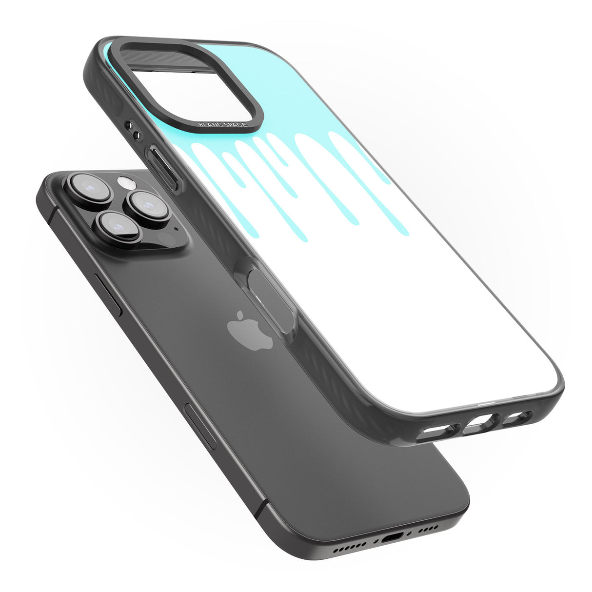 iPhone 16 Pro Max Melted Effect: Teal & White Black Impact Phone Case