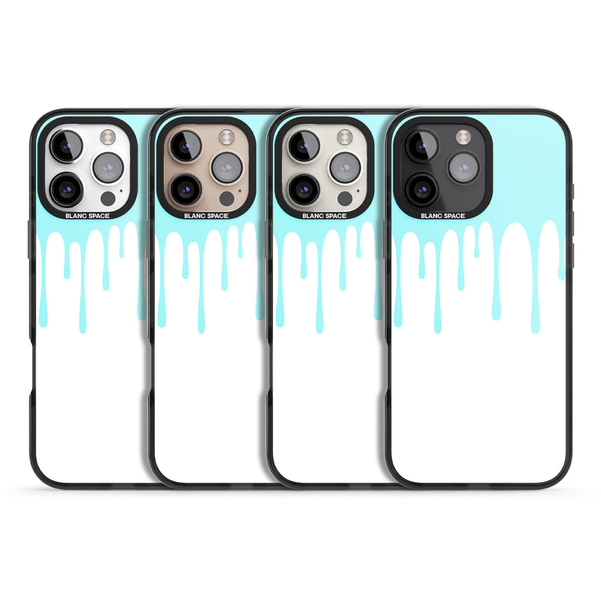 iPhone 16 Pro Max Melted Effect: Teal & White Black Impact Phone Case