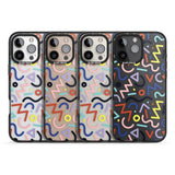 iPhone 16 Pro Max Colourful Squiggles Memphis Retro Pattern Design Black Impact Phone Case