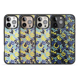 iPhone 16 Pro Max Blue & Yellow Shapes Memphis Retro Pattern Design Black Impact Phone Case