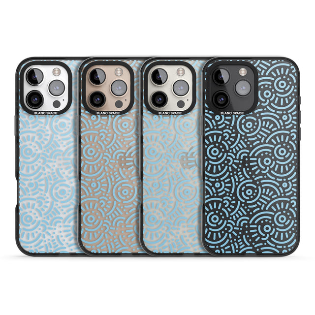 iPhone 16 Pro Max Light Blue Pattern Memphis Retro Pattern Design Black Impact Phone Case