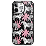 iPhone 16 Pro Max White Tigers on Black Pattern Black Impact Phone Case