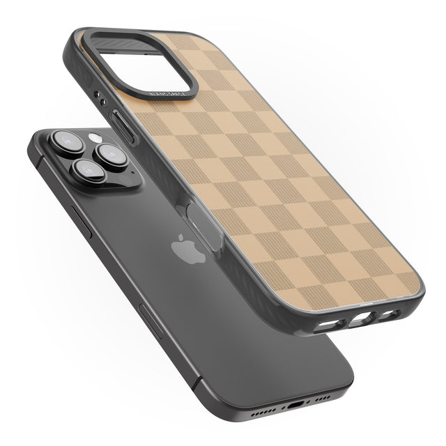 iPhone 16 Pro Max BEIGE CHECKERED Clear Impact Phone Case + Magsafe