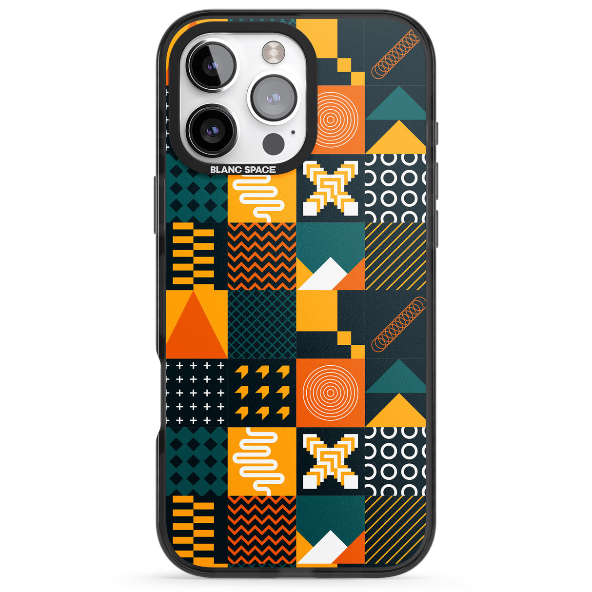 Funky Geometric Patterns: Orange & Dark Green