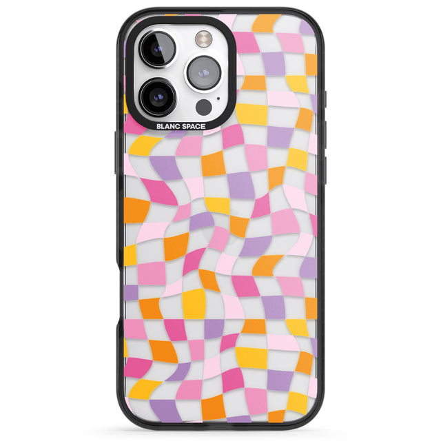 iPhone 16 Pro Max Wonky Squares Pattern Black Impact Phone Case