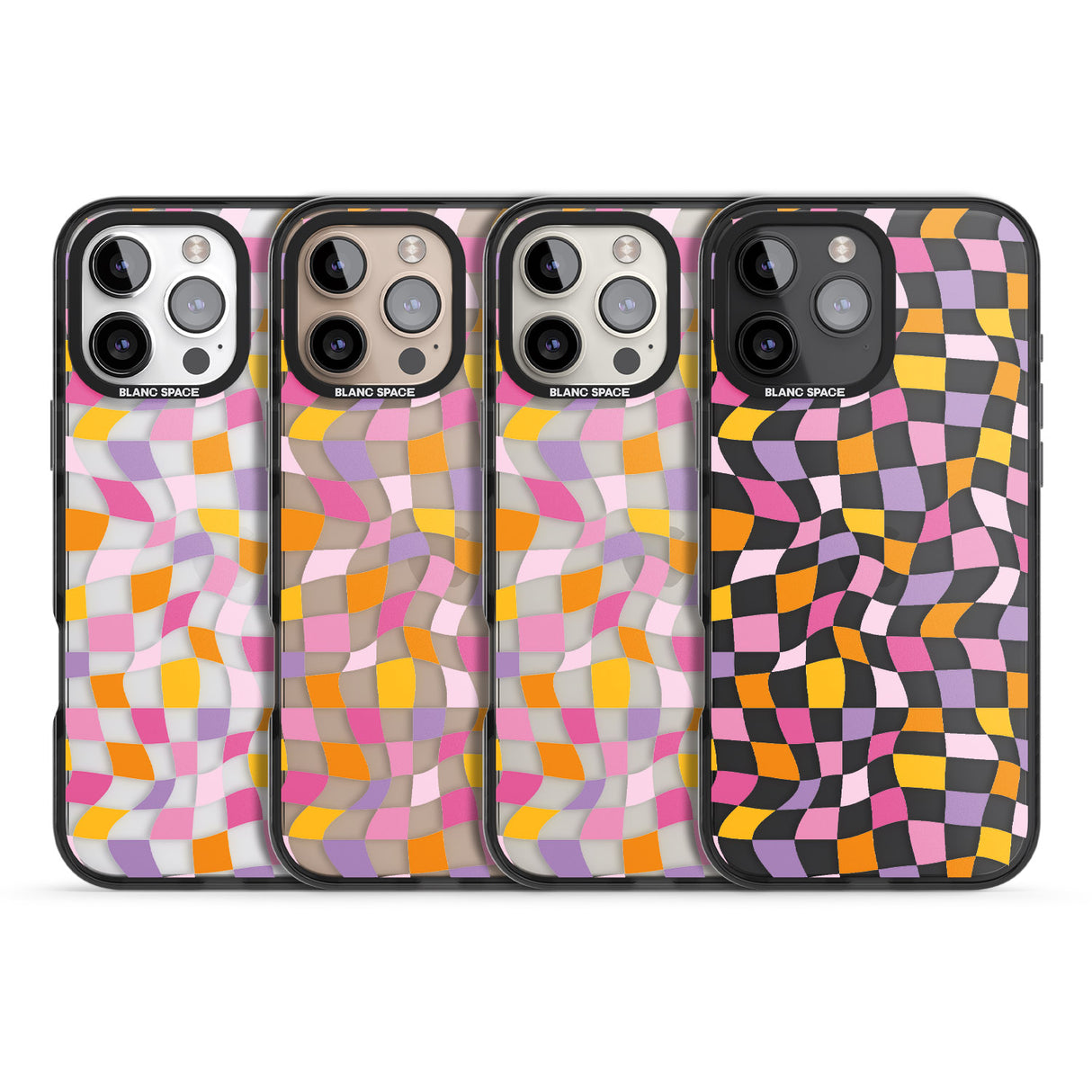 iPhone 16 Pro Max Wonky Squares Pattern Black Impact Phone Case