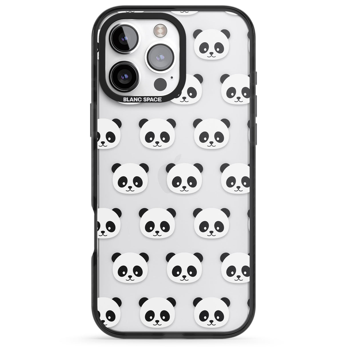 iPhone 16 Pro Max Panda Face Pattern Black Impact Phone Case