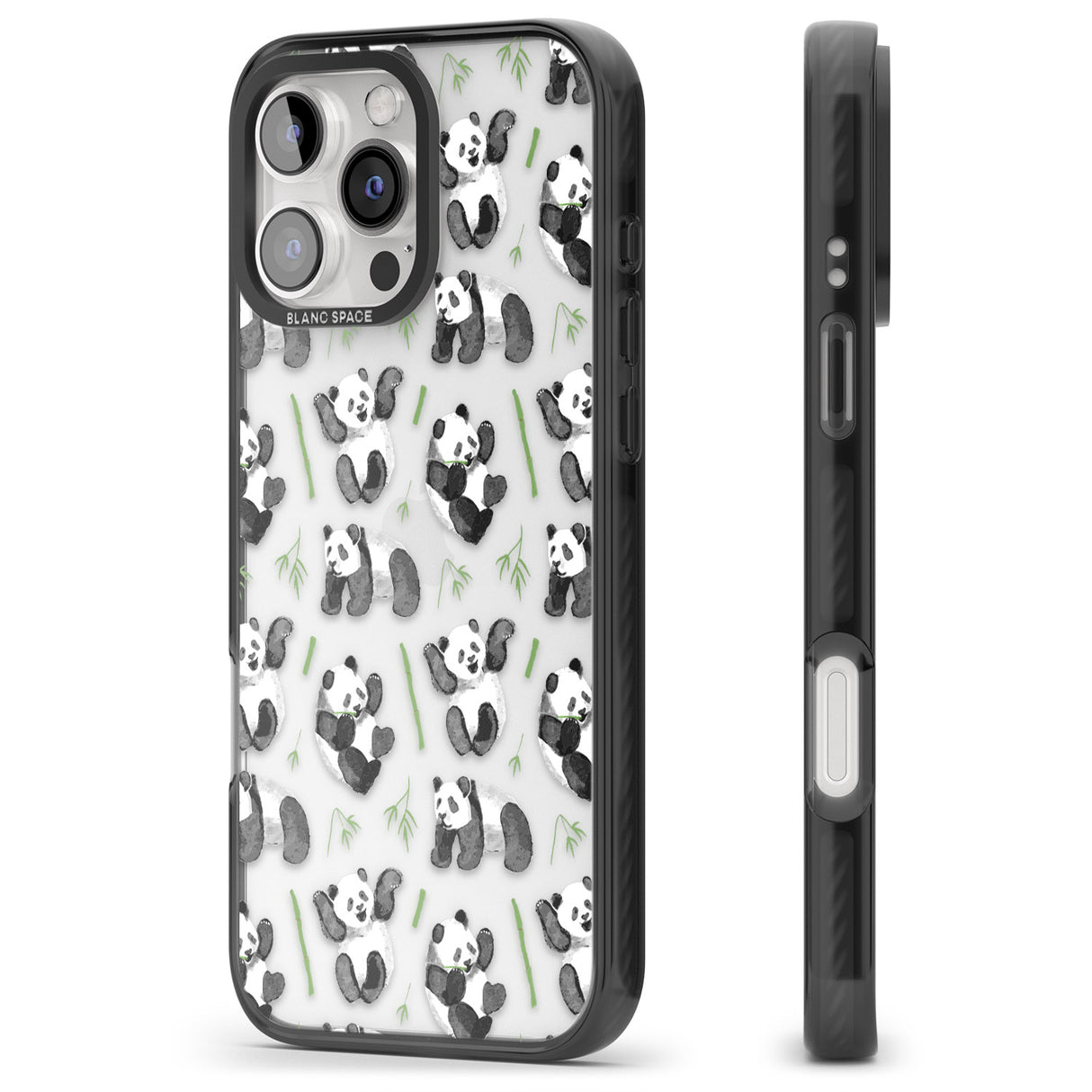 iPhone 16 Pro Max Watercolour Panda Pattern Black Impact Phone Case