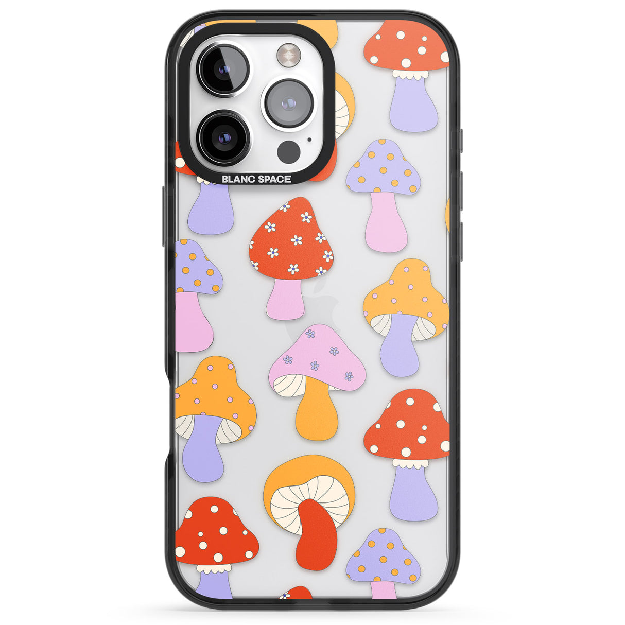 iPhone 16 Pro Max Happy Shrooms Black Impact Phone Case