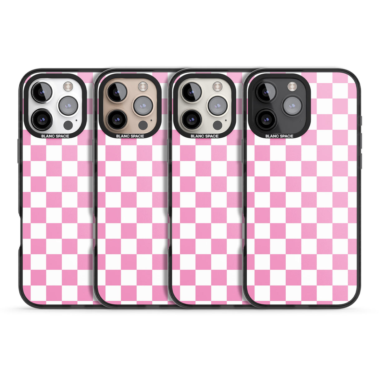 iPhone 16 Pro Max Pink Checkered Black Impact Phone Case