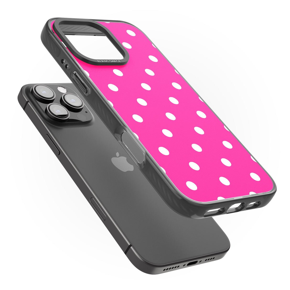 iPhone 16 Pro Max Pink Polka Dot Black Impact Phone Case