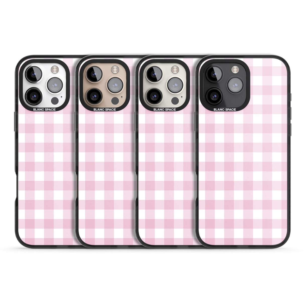 iPhone 16 Pro Max Pink Gingham Pattern Black Impact Phone Case