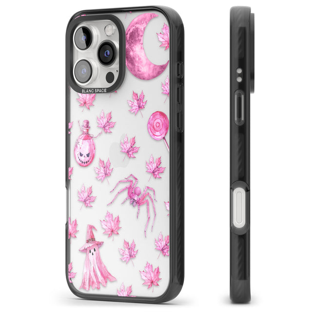 Pink Moon & Maple Black Impact Phone Case for iPhone 16 Pro, iPhone 16 Pro Max