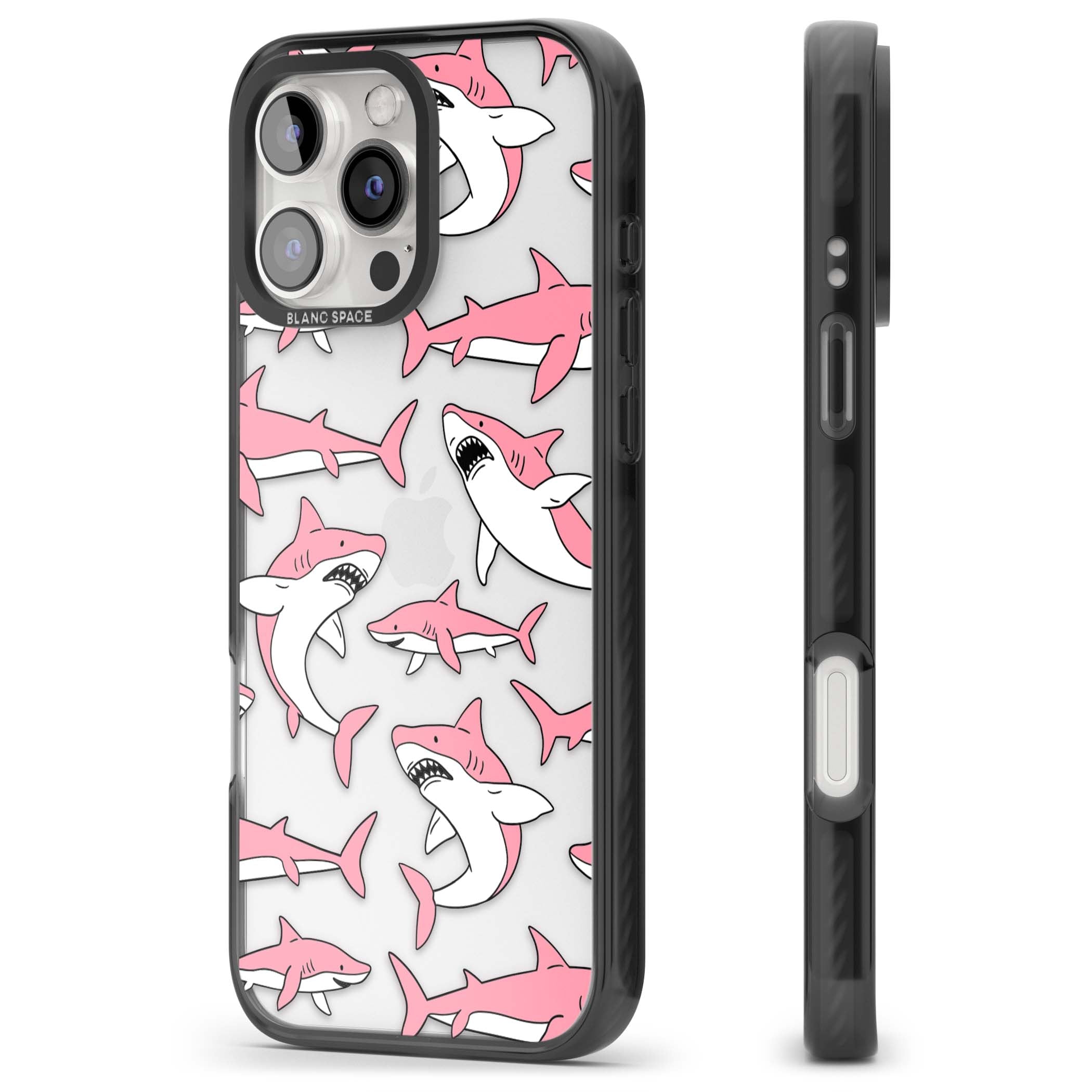 Bubblegum Sharks for her iPhone case | Black Impact case for iPhone 16 Pro, iPhone 16 Pro Max