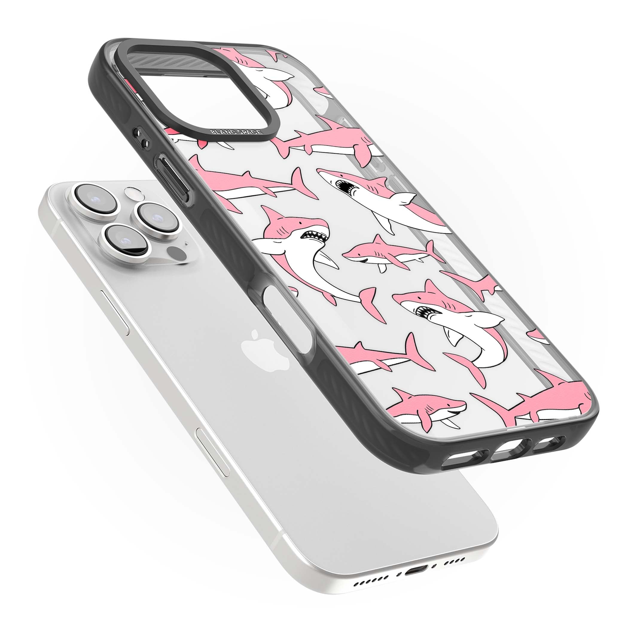 Bubblegum Sharks for her iPhone case | Black Impact case for iPhone 16 Pro, iPhone 16 Pro Max