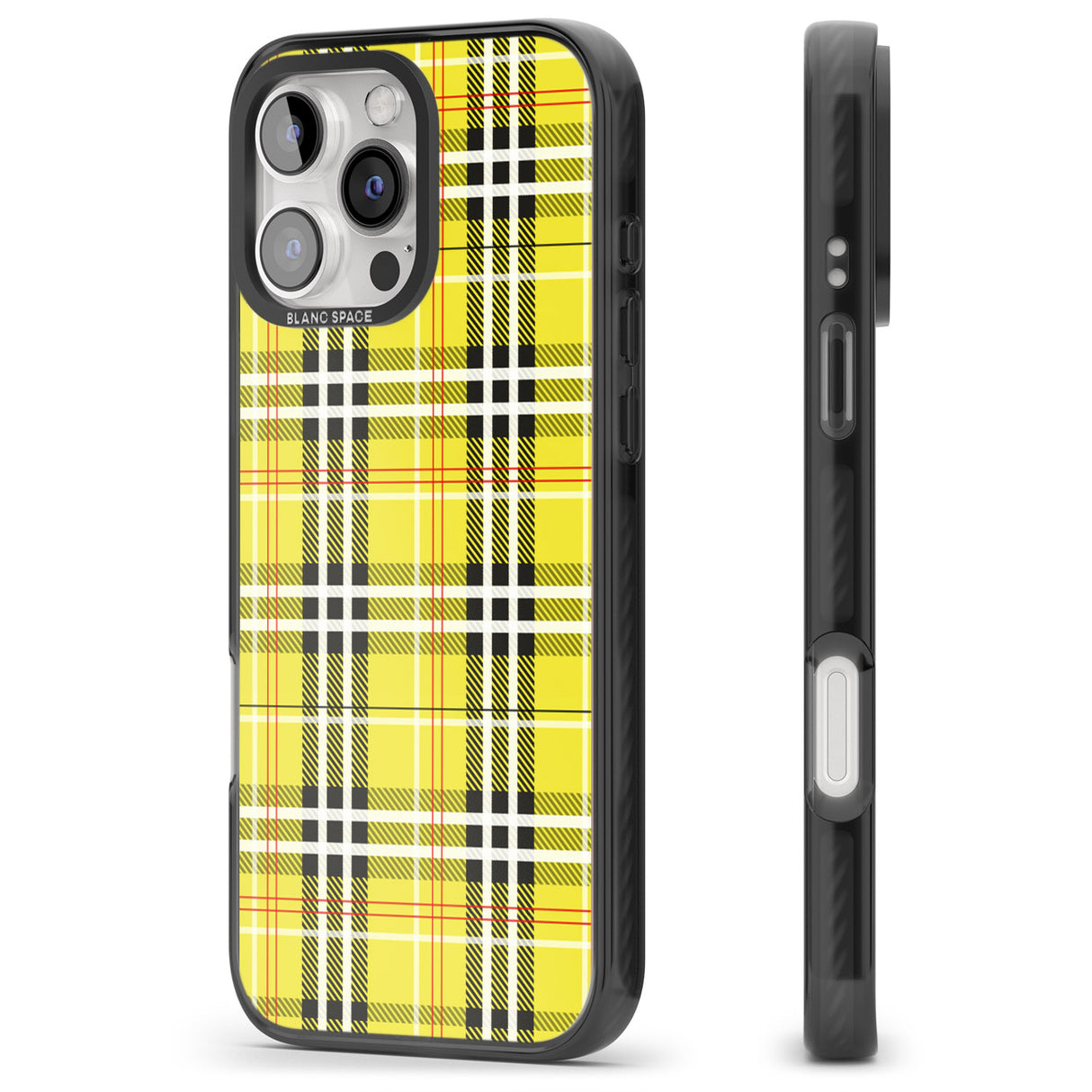 iPhone 16 Pro Max Yellow Plaid Black Impact Phone Case