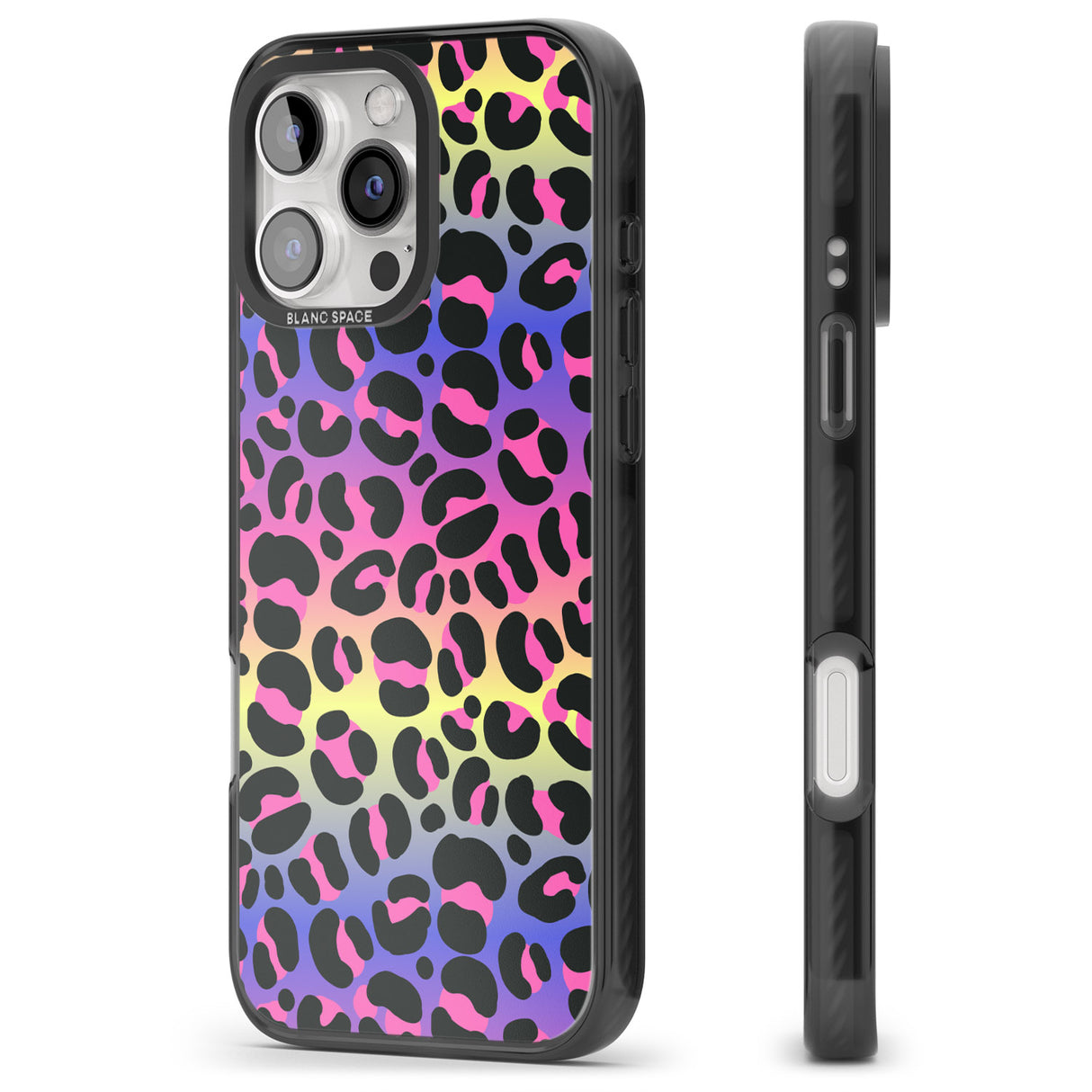 iPhone 16 Pro Max Rainbow Gradient Leopard Print Black Impact Phone Case