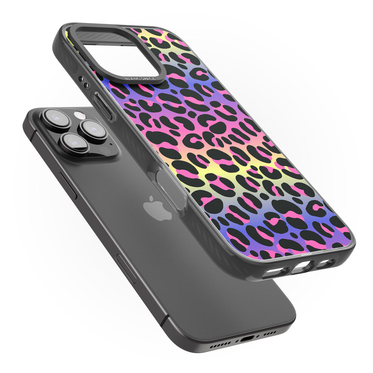 iPhone 16 Pro Max Rainbow Gradient Leopard Print Black Impact Phone Case