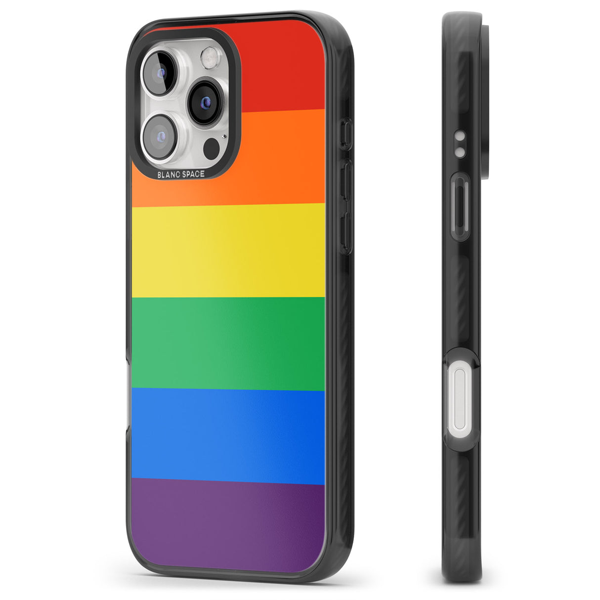 iPhone 16 Pro Max Rainbow Stripes Black Impact Phone Case