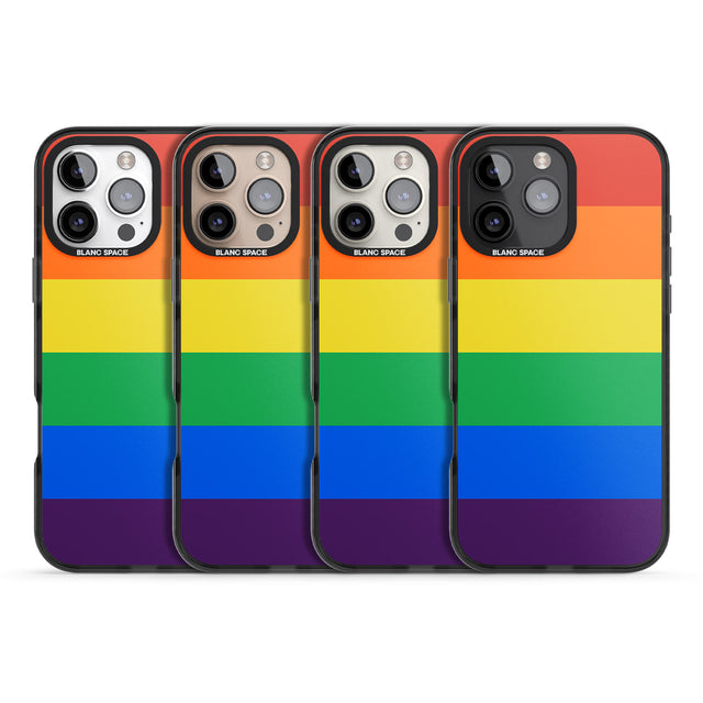 iPhone 16 Pro Max Rainbow Stripes Black Impact Phone Case