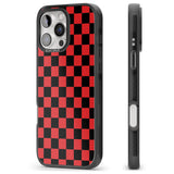 iPhone 16 Pro Max Red Black Checkered Black Impact Phone Case