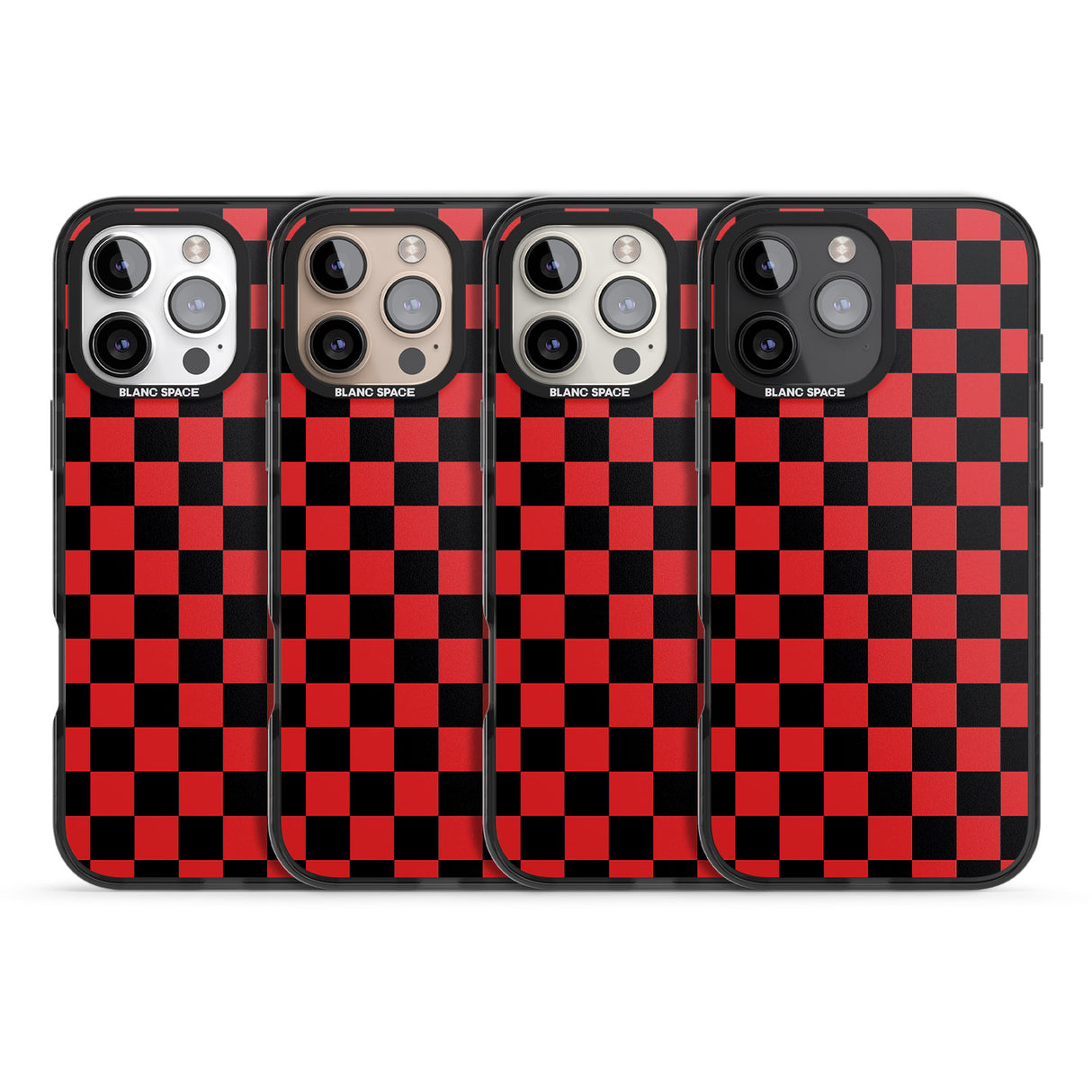 iPhone 16 Pro Max Red Black Checkered Black Impact Phone Case