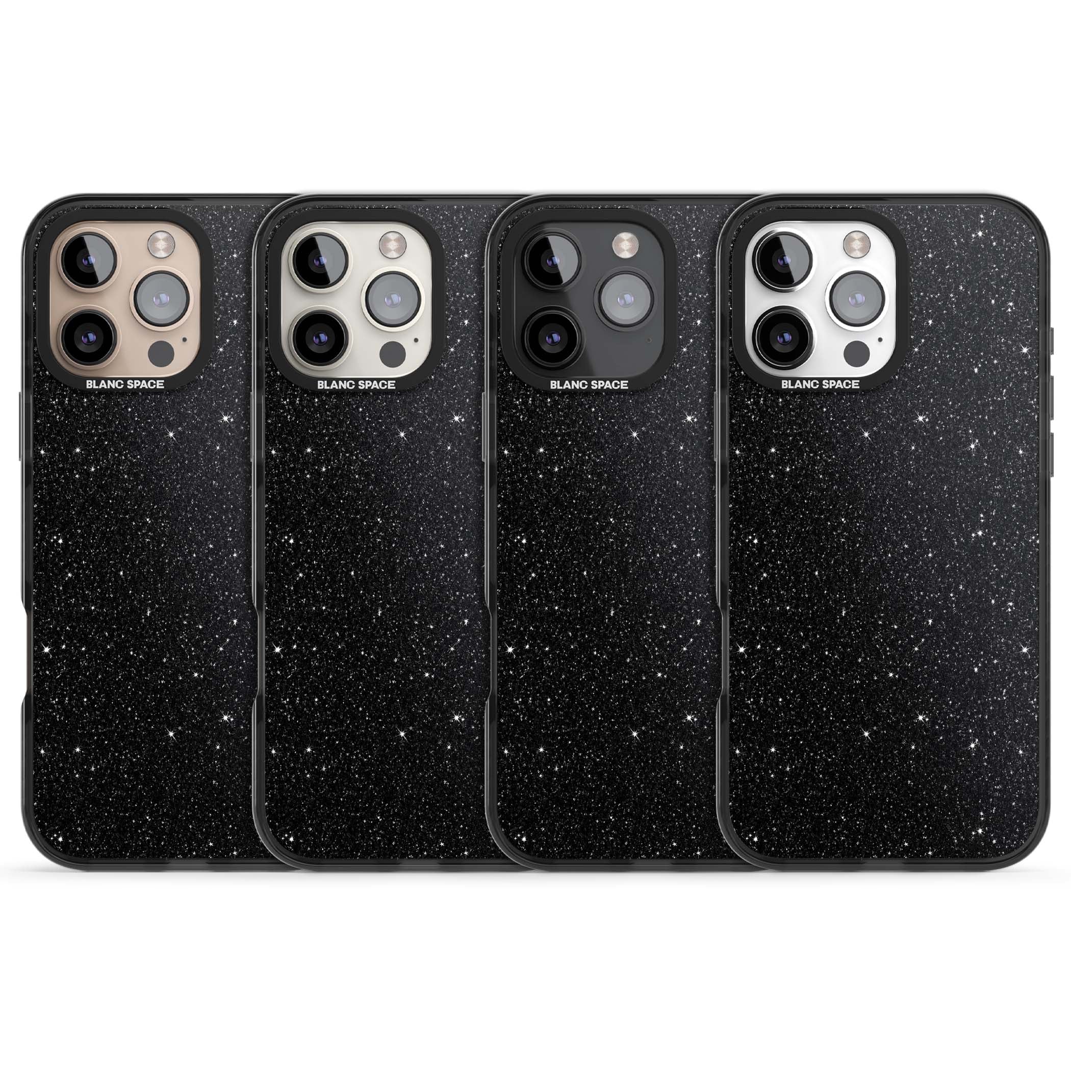 Black Glitter black glitter iPhone case featuring an all-over sparkly shimmer pattern on a jet black base | Black Impact case for iPhone 16 Pro, iPhone 16 Pro Max