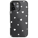 iPhone 16 Pro Max White Hearts Pattern Black Impact Phone Case