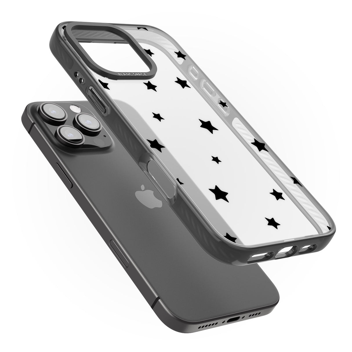 iPhone 16 Pro Max Black Stars Pattern Black Impact Phone Case