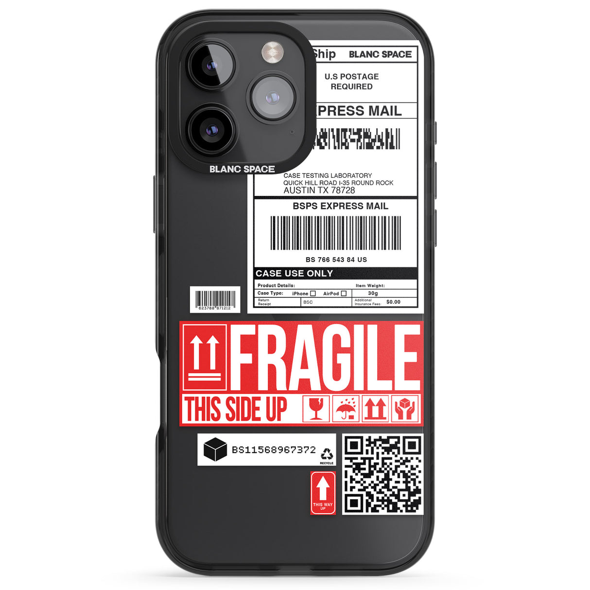 iPhone 16 Pro Max Shipping Label Black Impact Phone Case