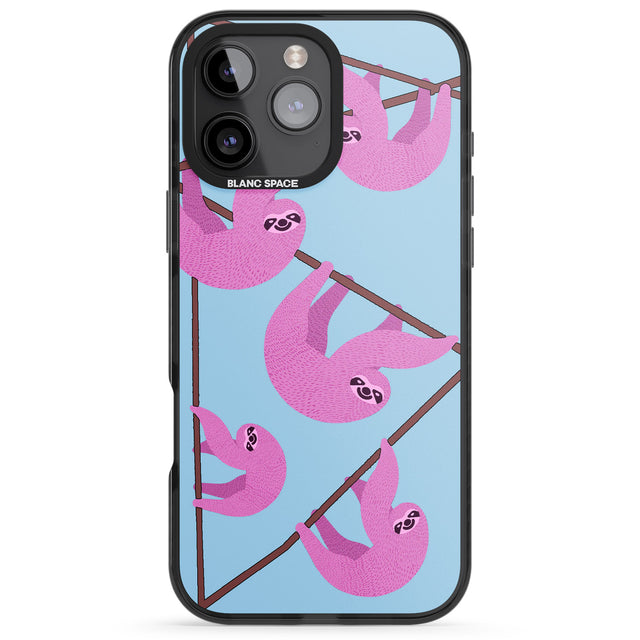 iPhone 16 Pro Max Pink Sloth Black Impact Phone Case