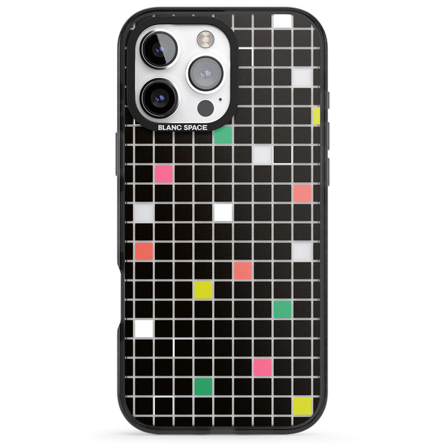 iPhone 16 Pro Max Vibrant Black Geometric Grid Black Impact Phone Case