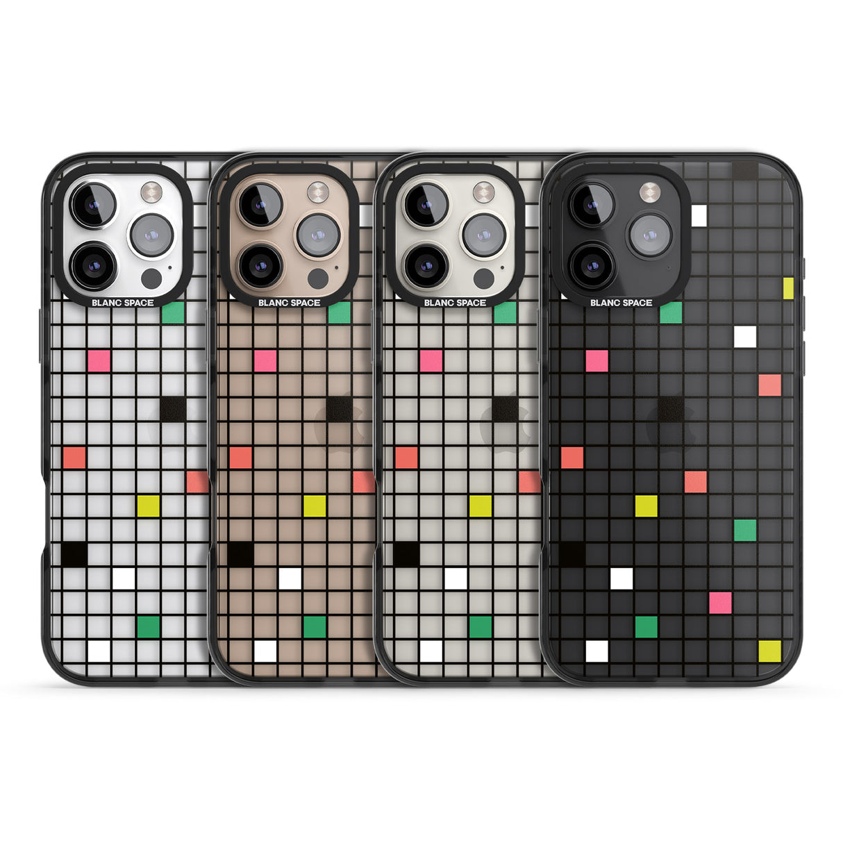 iPhone 16 Pro Max Vibrant Clear Geometric Grid Black Impact Phone Case