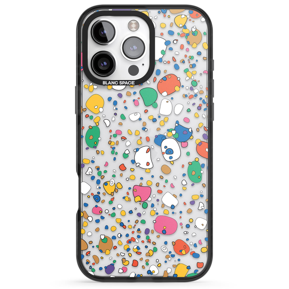 iPhone 16 Pro Max Colourful Confetti Pebbles Black Impact Phone Case