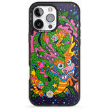 iPhone 16 Pro Max Psychedelic Jungle Dragon (Purple) Black Impact Phone Case