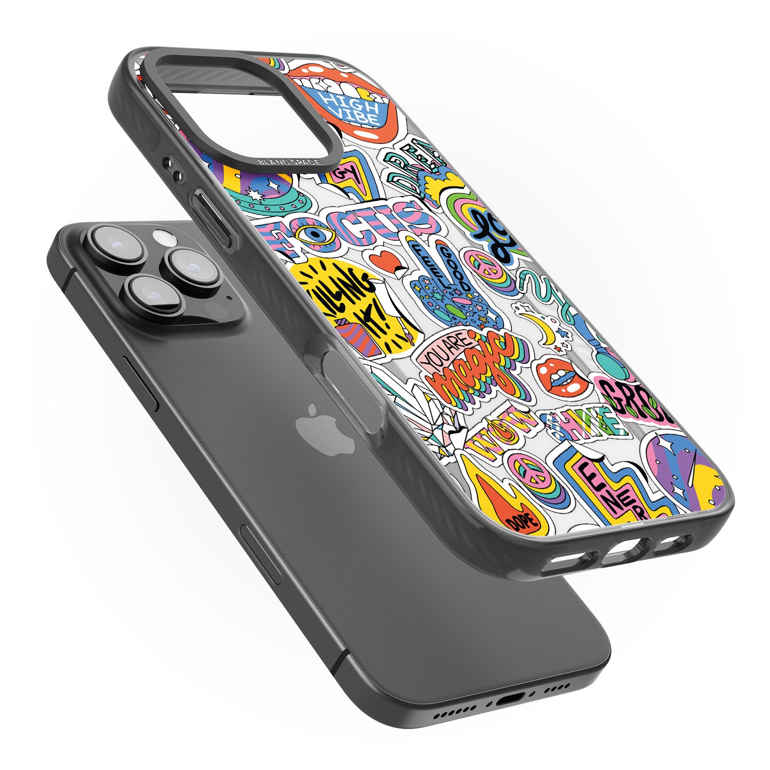 iPhone 16 Pro Max Magic Sticker Collage Black Impact Phone Case