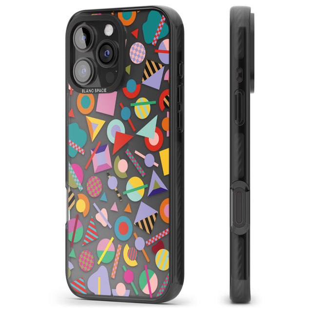 iPhone 16 Pro Max Retro Carnival Shapes Black Impact Phone Case