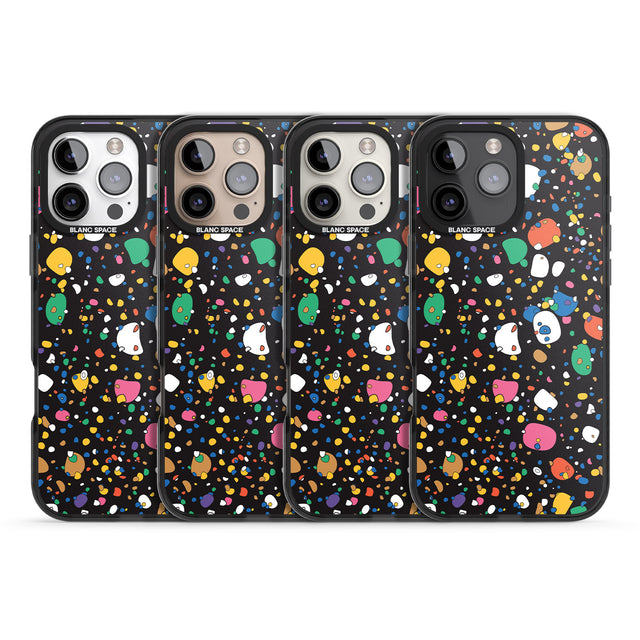 iPhone 16 Pro Max Colourful Confetti Pebbles (Black) Black Impact Phone Case