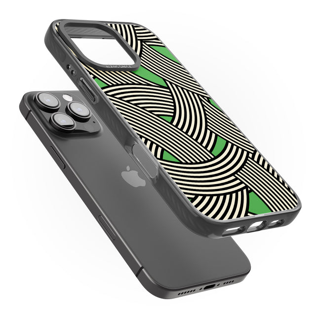 iPhone 16 Pro Max Green Optic Waves Black Impact Phone Case