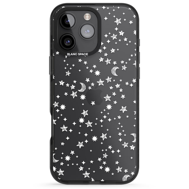 iPhone 16 Pro Max White Cosmic Galaxy Pattern Black Impact Phone Case