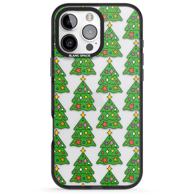 iPhone 16 Pro Max Christmas Tree Pattern (Clear) Black Impact Phone Case