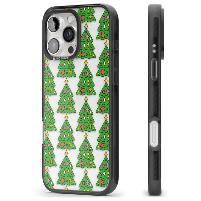 iPhone 16 Pro Max Christmas Tree Pattern (Clear) Black Impact Phone Case