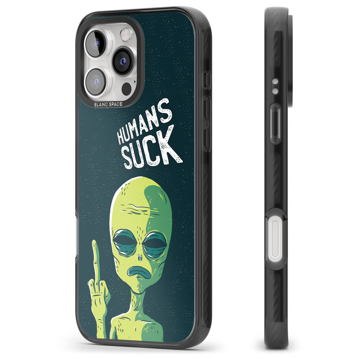 iPhone 16 Pro Max Humans Suck Alien Black Impact Phone Case