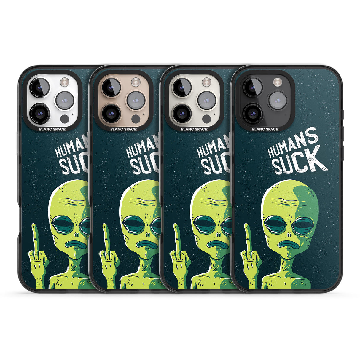 iPhone 16 Pro Max Humans Suck Alien Black Impact Phone Case